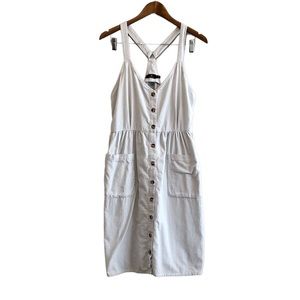 Volcom Corduroy Button Down Comfy Soft V Neck Sleeveless Tank Mini Dress Blue